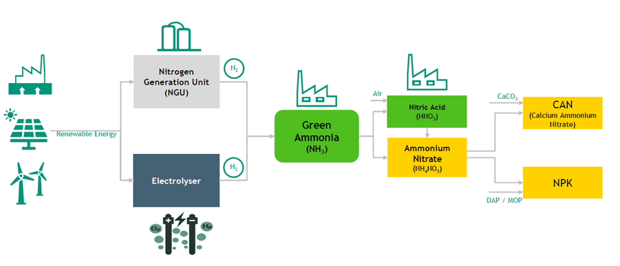 Green fertilizer plant configuration